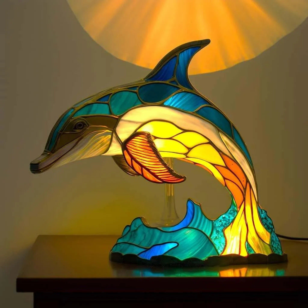 Marin – Magical Colored Glass Dolphin Lamp