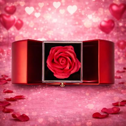 Forever Love Necklace with Red Heart Rose Box