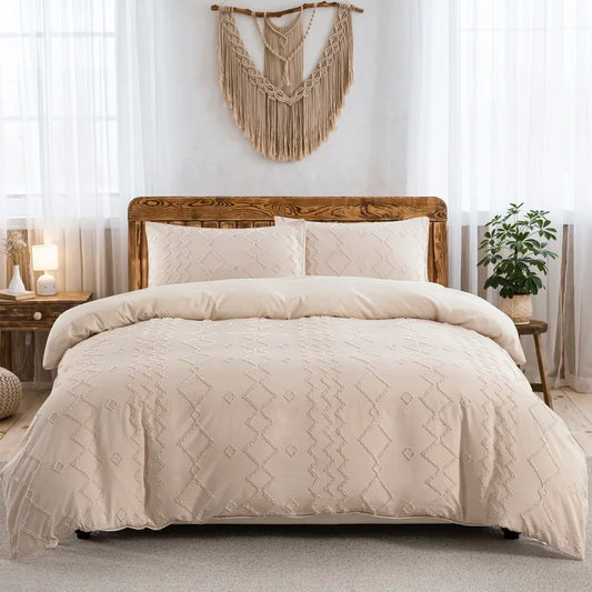 3-Piece Tufted Duvet Set (Duvet + 2 pillow case)