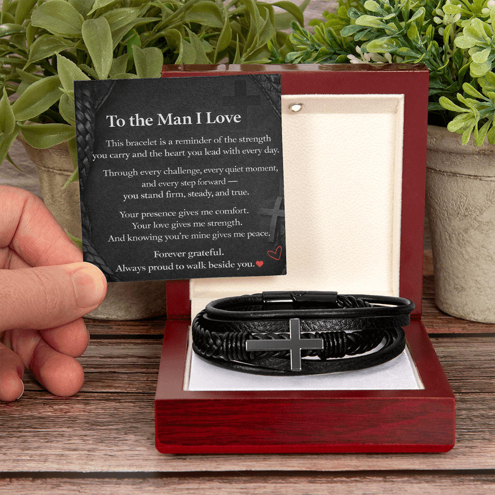To the man I love  Cross Bracelet
